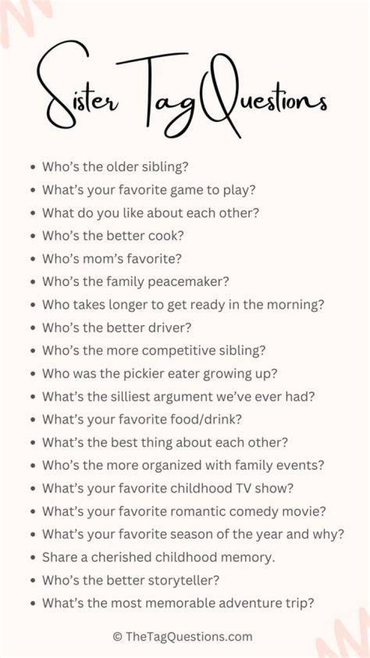 200+ Sister Tag Questions for Your Lovely Sibling Wisledge Youtube