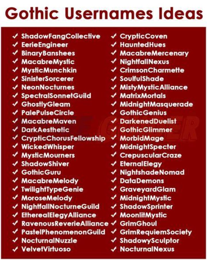 400+ Gothic Usernames Ideas and Suggestions