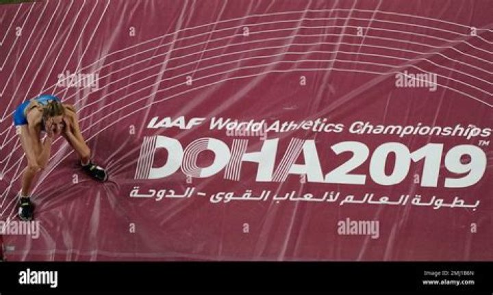 DOHA QATAR SEPT 30 Yaroslava Mahuchikh of Ukraine competing in the