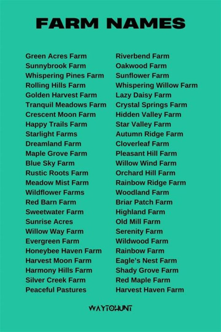 Farm Names 900+ Real Good Farm Names Ideas