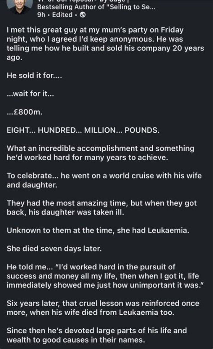 His daughter died of leukemia at age 21, asking only for him to work