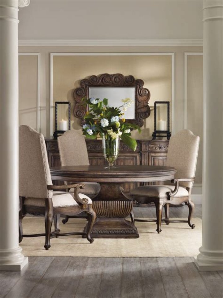 Hooker Furniture Rhapsody 60" Round Pedestal Table and Upholstered