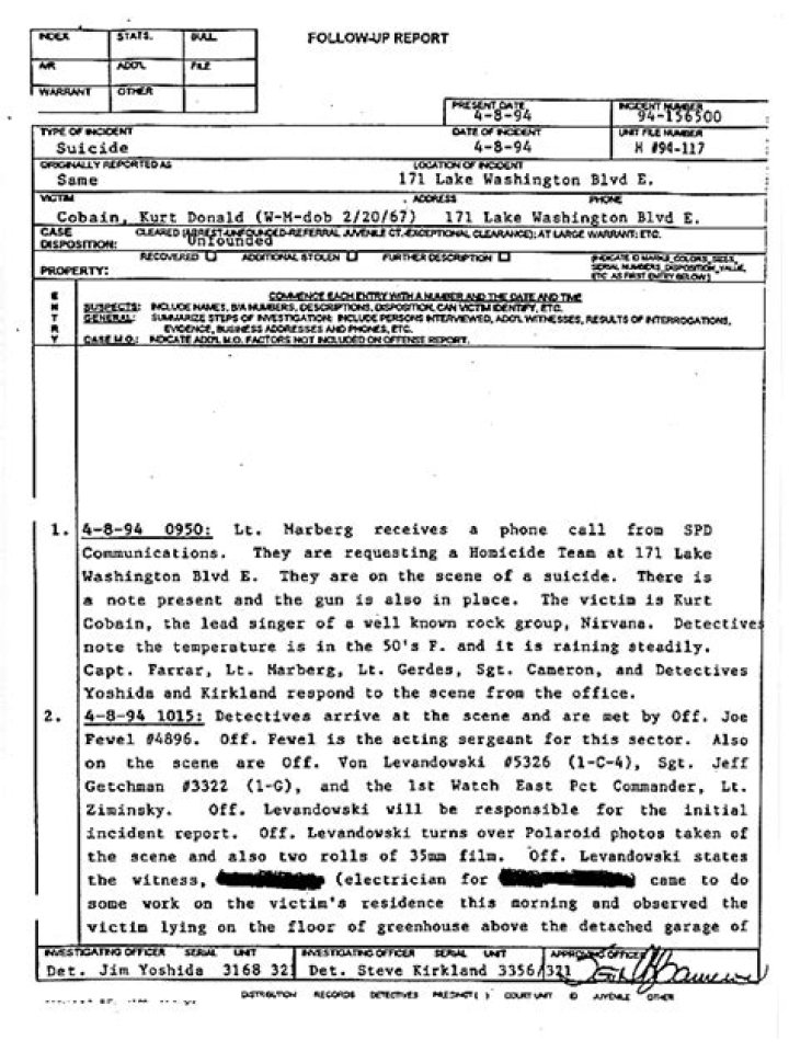 Kurt Cobain Autopsy Report dimecorazonteestoyescuchando