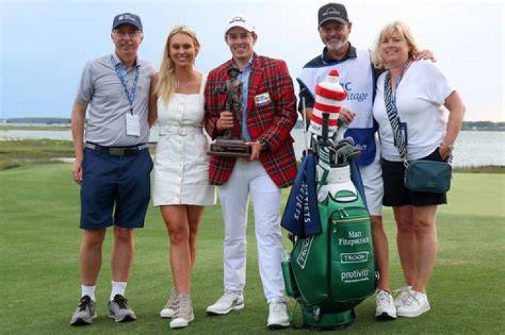 Matt Fitzpatrick celebrates 2023 RBC Heritage win with girlfriend