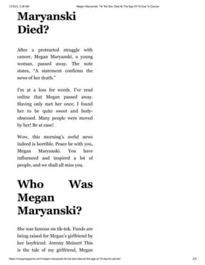 Megan Maryanski death Tributes pour in as TikTok Star & Influencer
