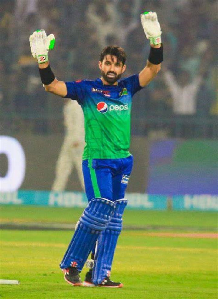 Mohammad Rizwan acknowledges the crowd after reaching his century