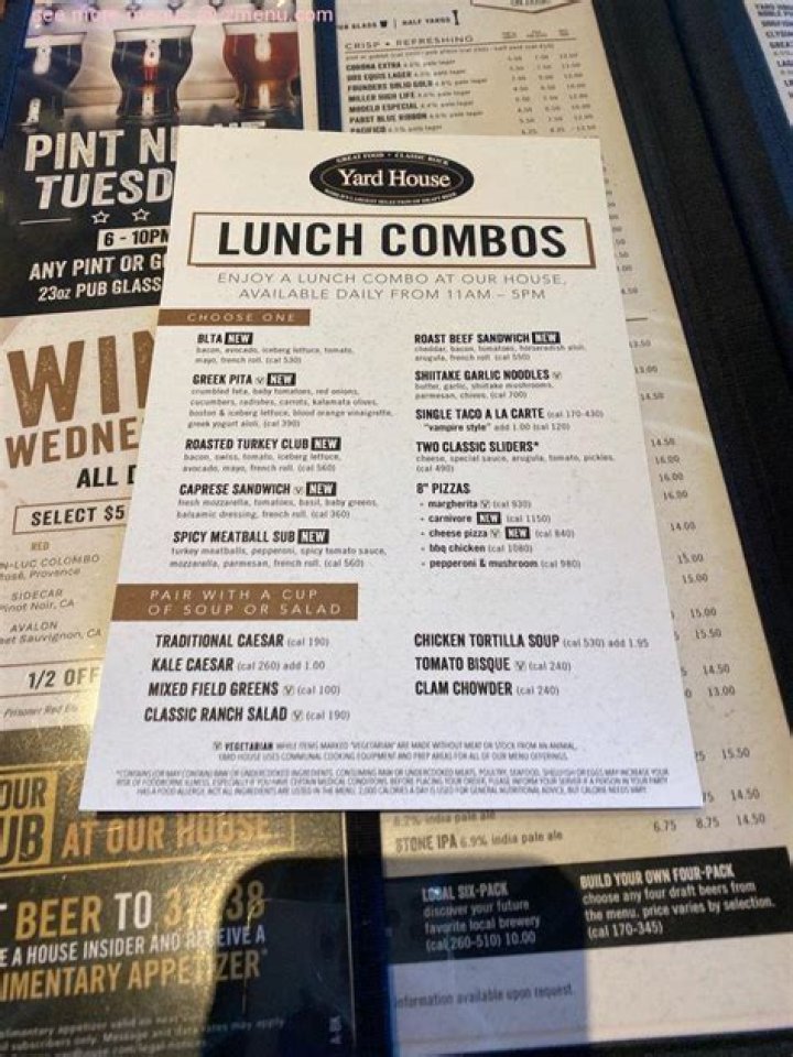 Online Menu of Yard House Restaurant, Chicago, Illinois, 60610 Zmenu