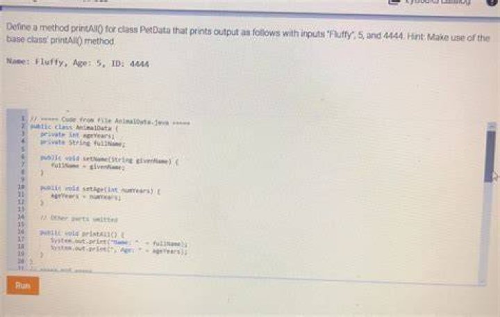 Solved Define a method printAll for class PetData that